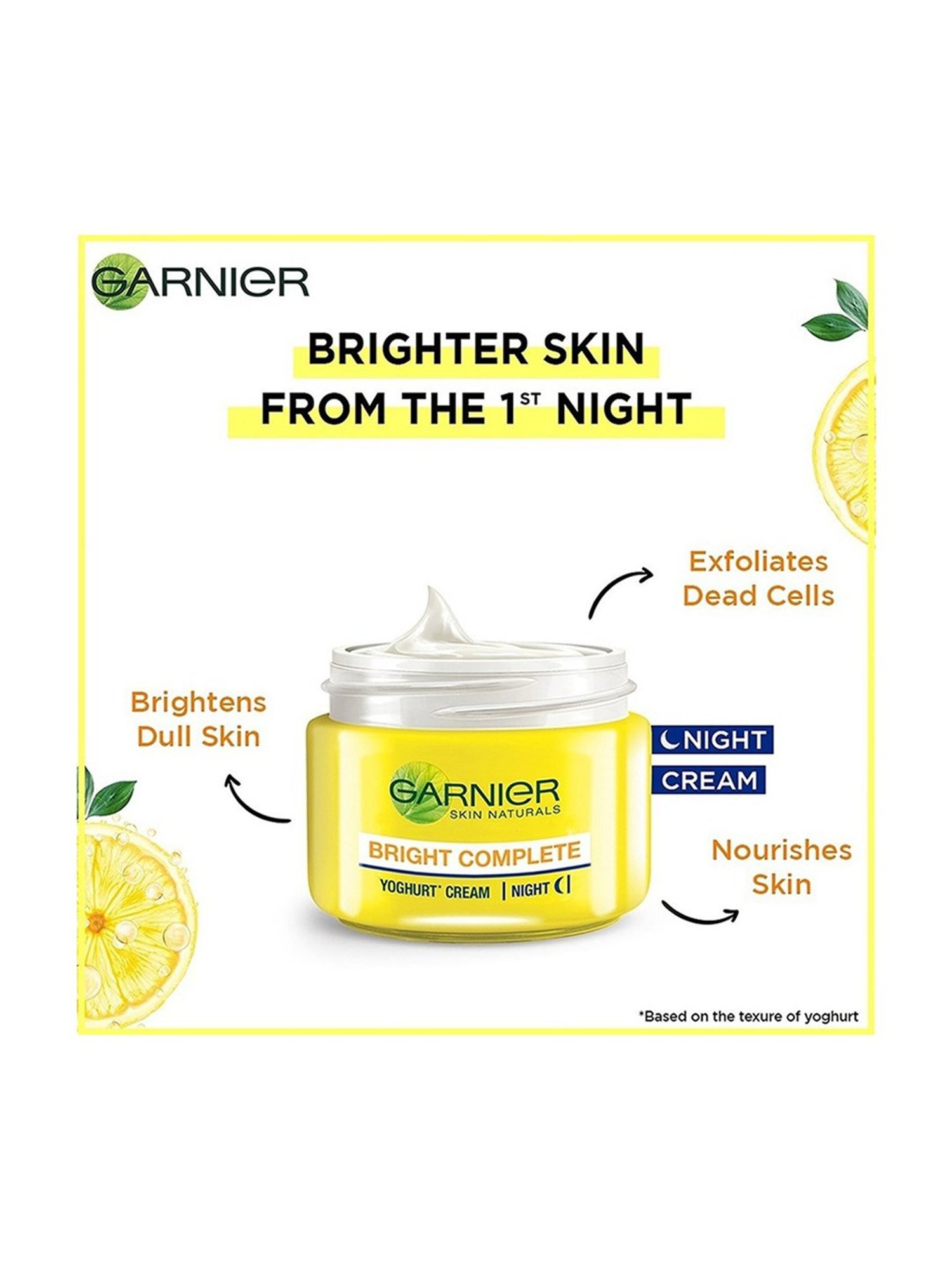 Garnier Bright Complete Vitamin C Yogurt Night Cream - 40 gm