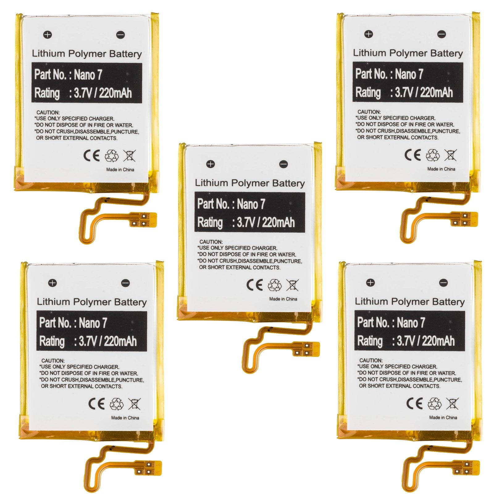 5-Pack Battery for Apple iPod Nano 7th Gen A1446 MD481LL/A 616-0639 616-0640 NEW