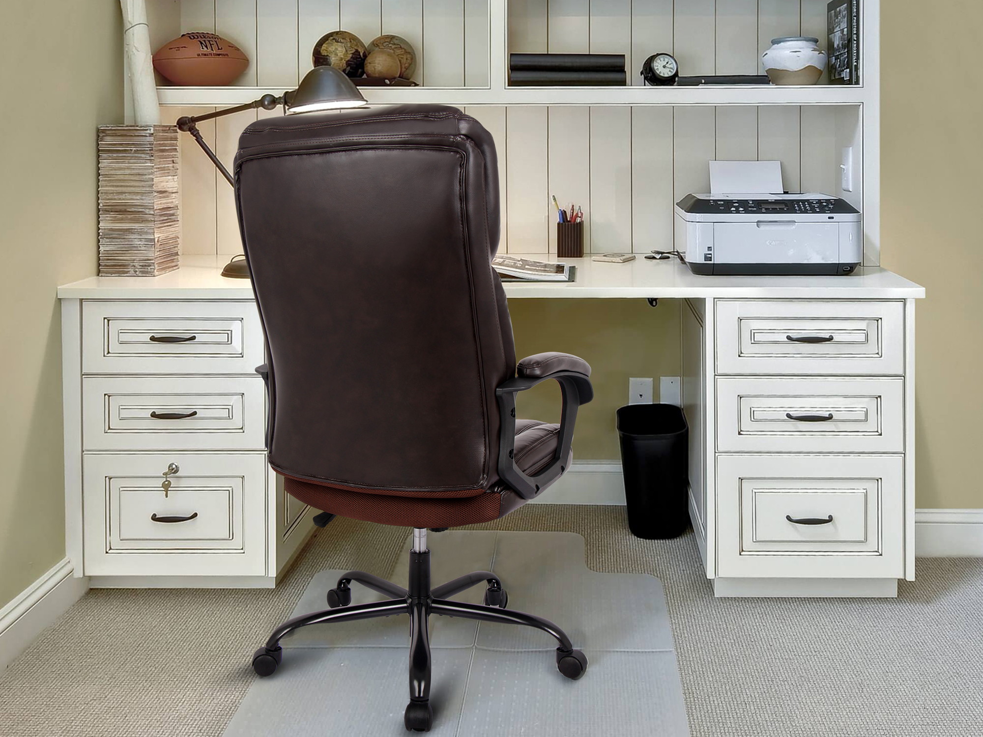 RIMIKING Office Chair - Executive Computer Task Desk Chair, PU Leather Reclining Adjustable Seat Height Swivel Ergonomic Design for Lumbar Support