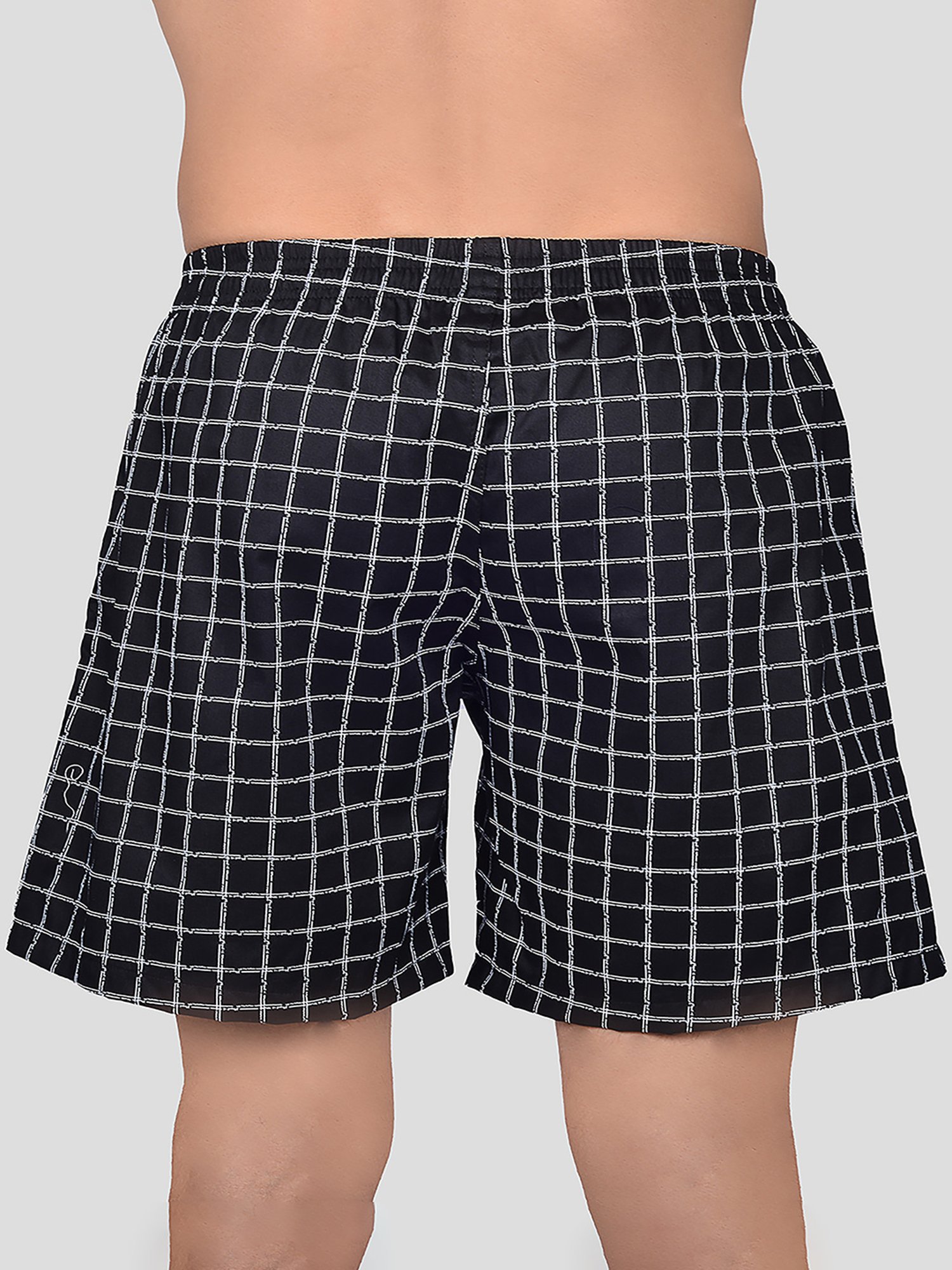 Frenchie Black Relaxed Fit Check Boxers