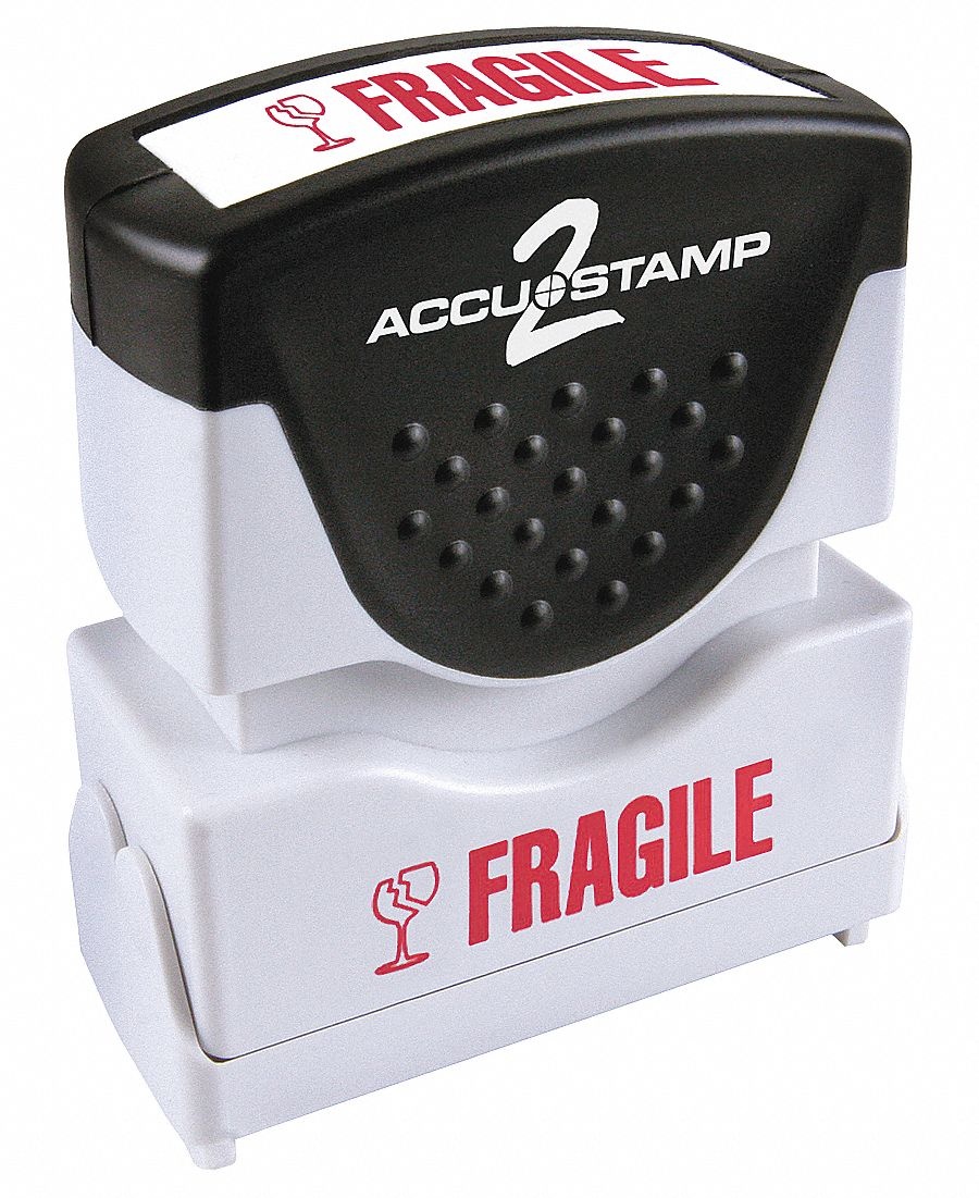 ACCUSTAMP 2 038856 Microban Message Stamp, Fragile, 3/8"