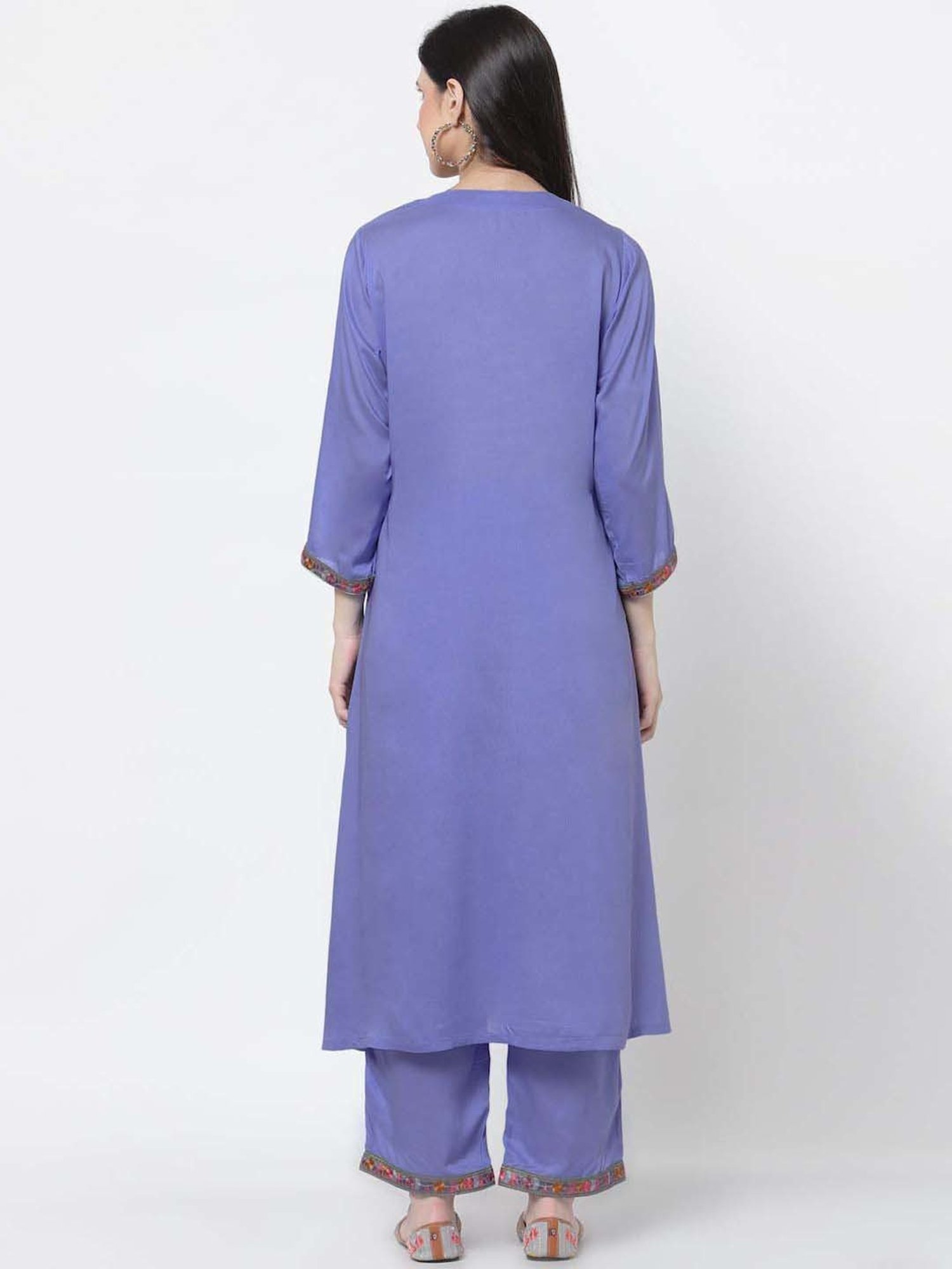 DART STUDIO Blue Embroidered Straight Kurta