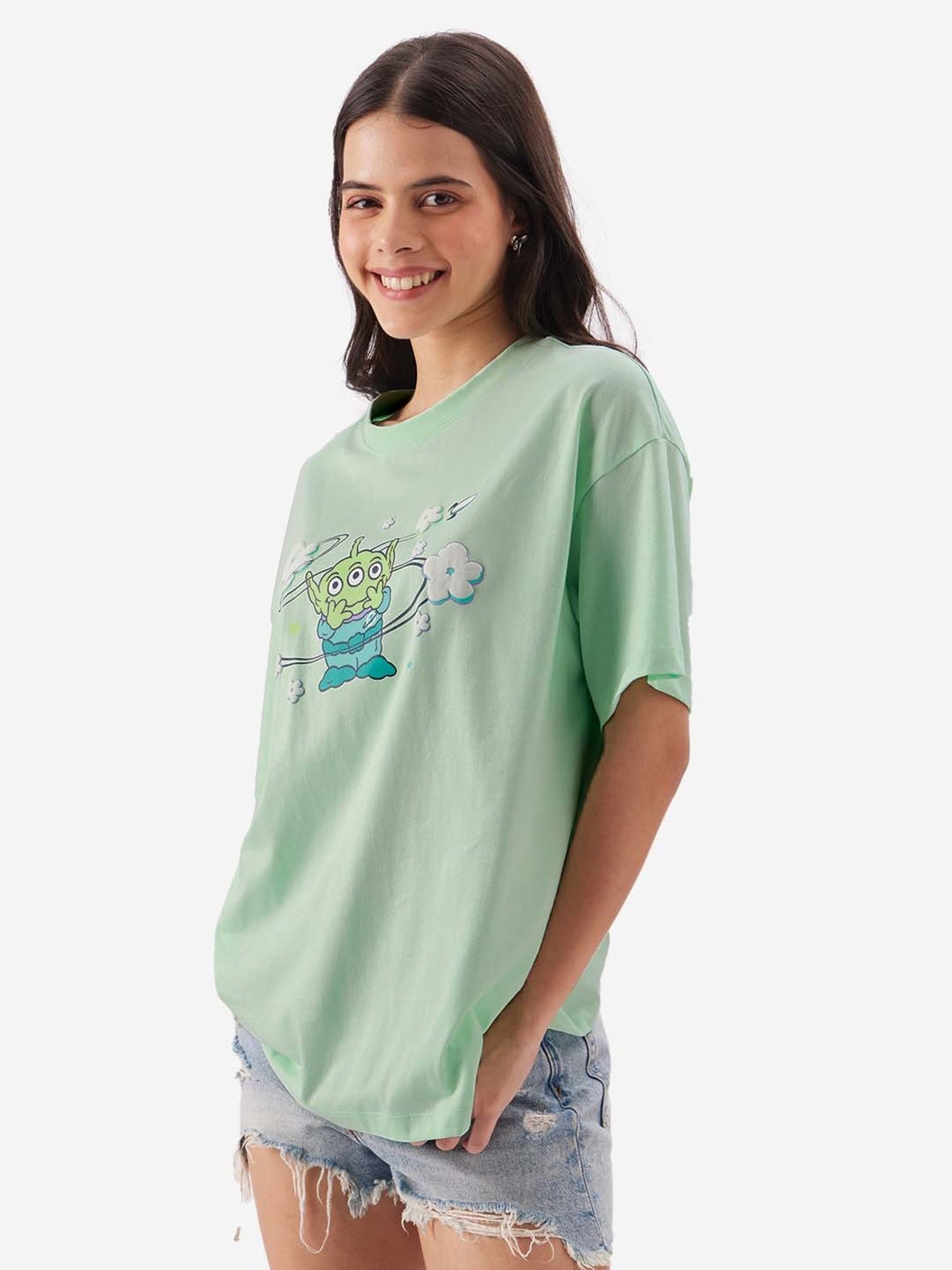 The Souled Store Green Cotton Printed T-Shirt