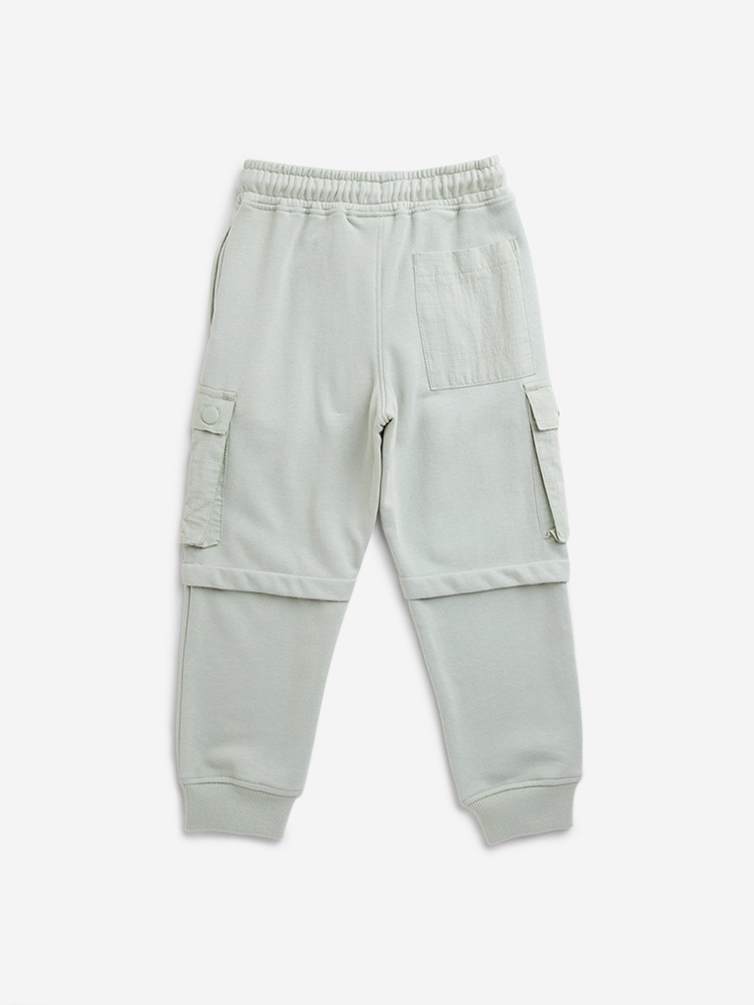 HOP Kids by Westside Dark Green Loose-Fit Mid-Rise Cotton Blend Joggers