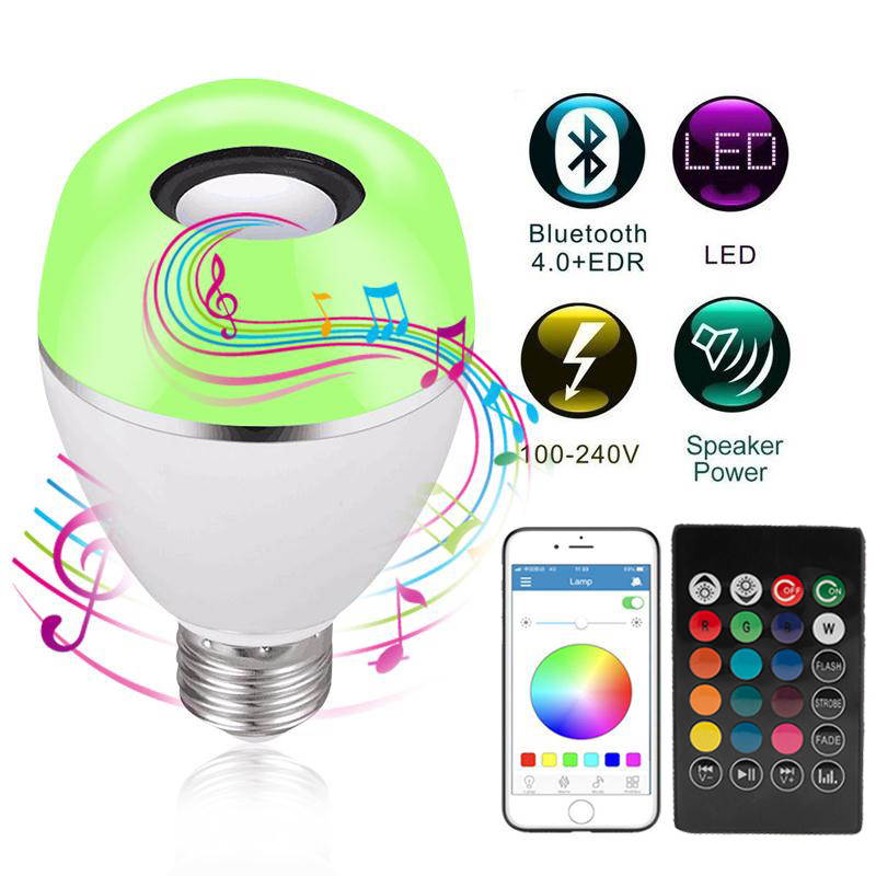 Smart Music LED Bulb RGB Light Wireless Bluetooth Audio Speaker Music Playing Dimmable Lamp with APP Remote Control