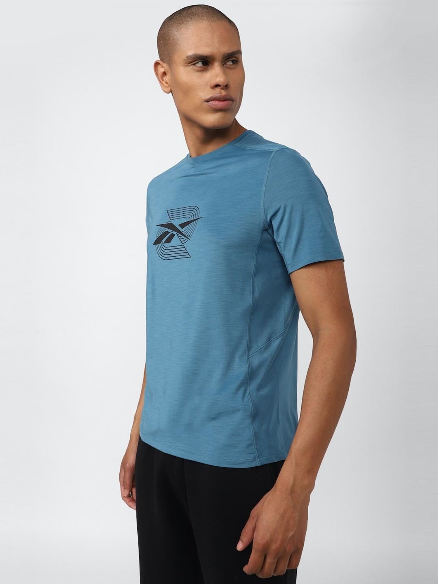 Reebok Blue Regular Fit Printed T-Shirt