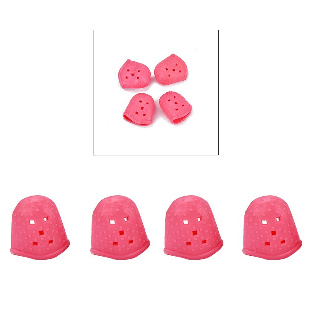 4 Pcs Guitar Fingertip Protectors Silicone Finger Guards Finger Picks Protector Finger Caps for Ukulele Electric Guitar Mandolin - Cyan (M)