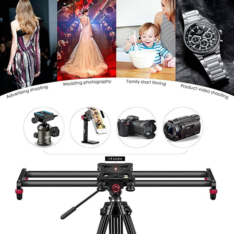 Camera Slider Newest Adjustable Carbon Fiber Camera Dolly Track Slider Video Stabilizer RailMax Load 8kg18lbs with 4 Bearings for Camera DSLR Video Movie Photography Camcorder Stabili 236quot