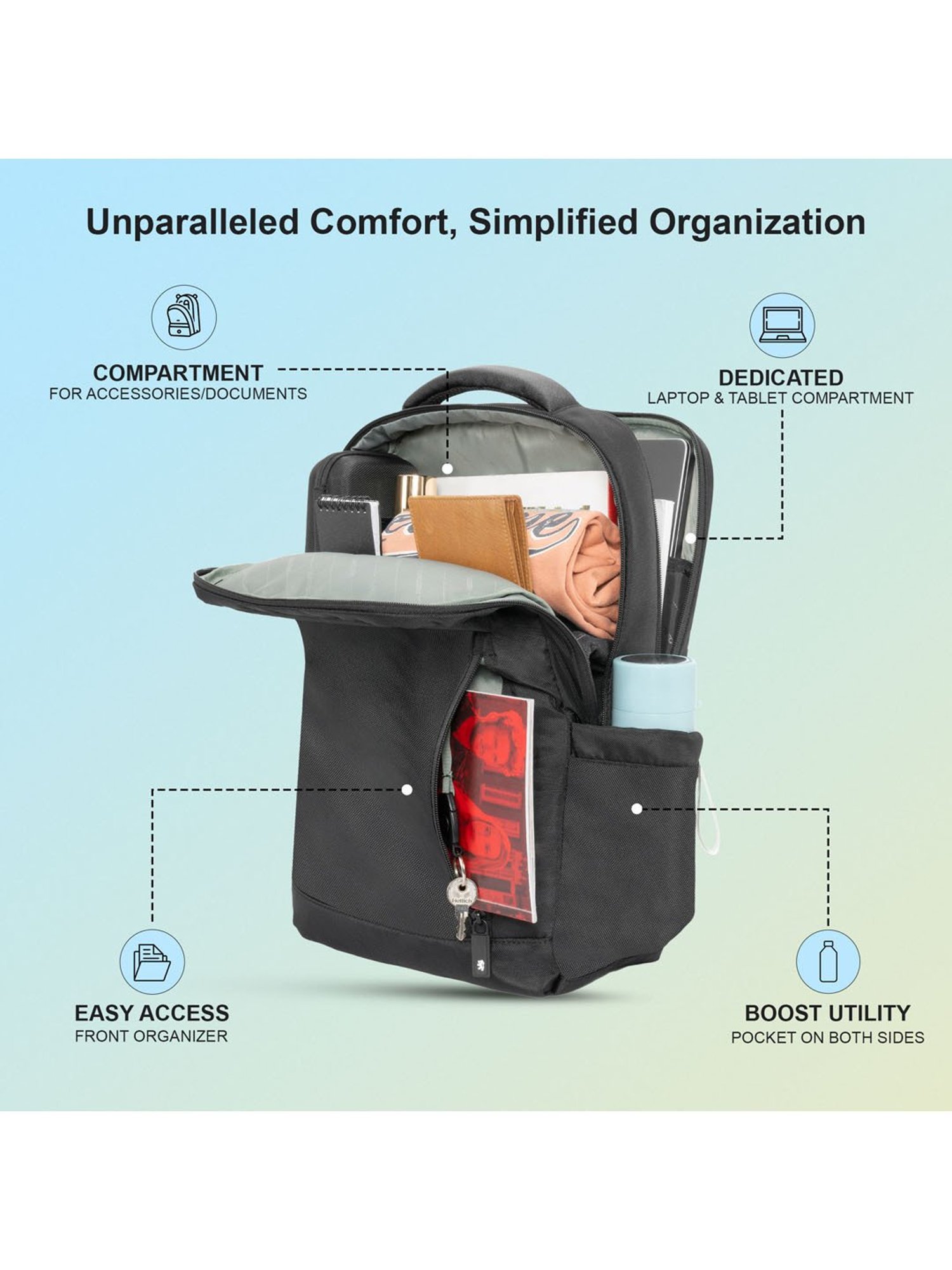 Red Tape 28 L Black Large Laptop Backpack