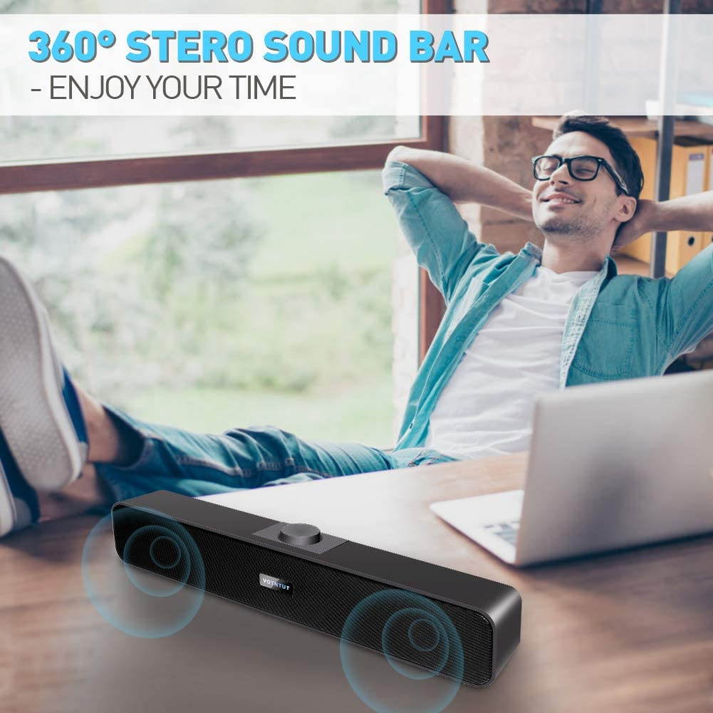 Computer Speakers,Wired USB Desktop Speaker,Stereo USB Powered Desktop Sound Bar Laptop Speaker for PC Tablets Desktop Cellphone Laptop MP3(2021 Version)