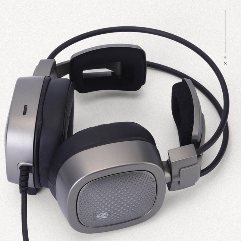 ALAMENGDA Gaming Headset 7.1 Virtual Surround Sound Headset RGB Light USB Connector Elastic Suspension Headband With Microphone for PC, Laptop