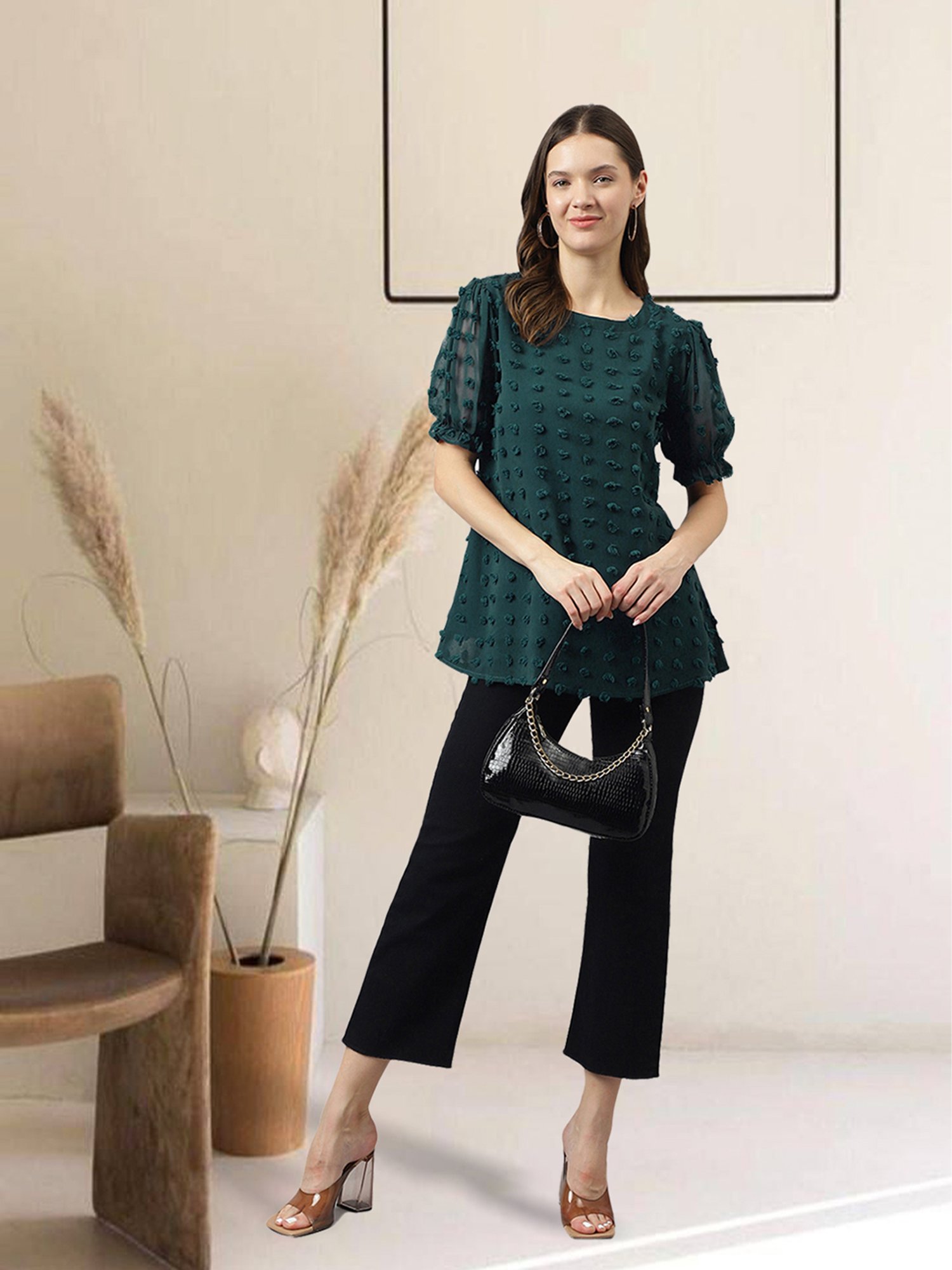 KERI PERRY Teal Slim Fit Top