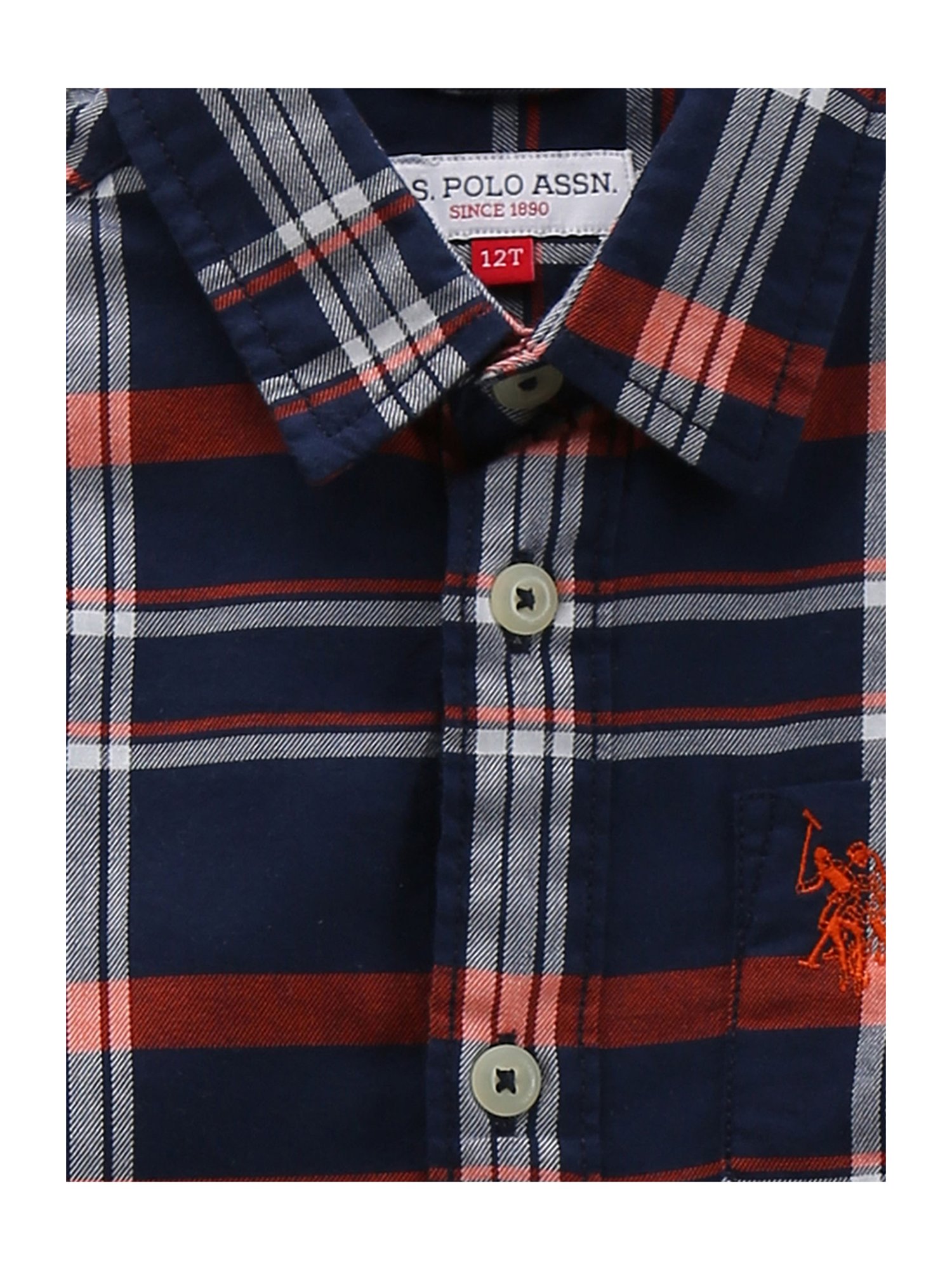 U.S. Polo Assn. Kids Navy Checks Full Sleeves Shirt