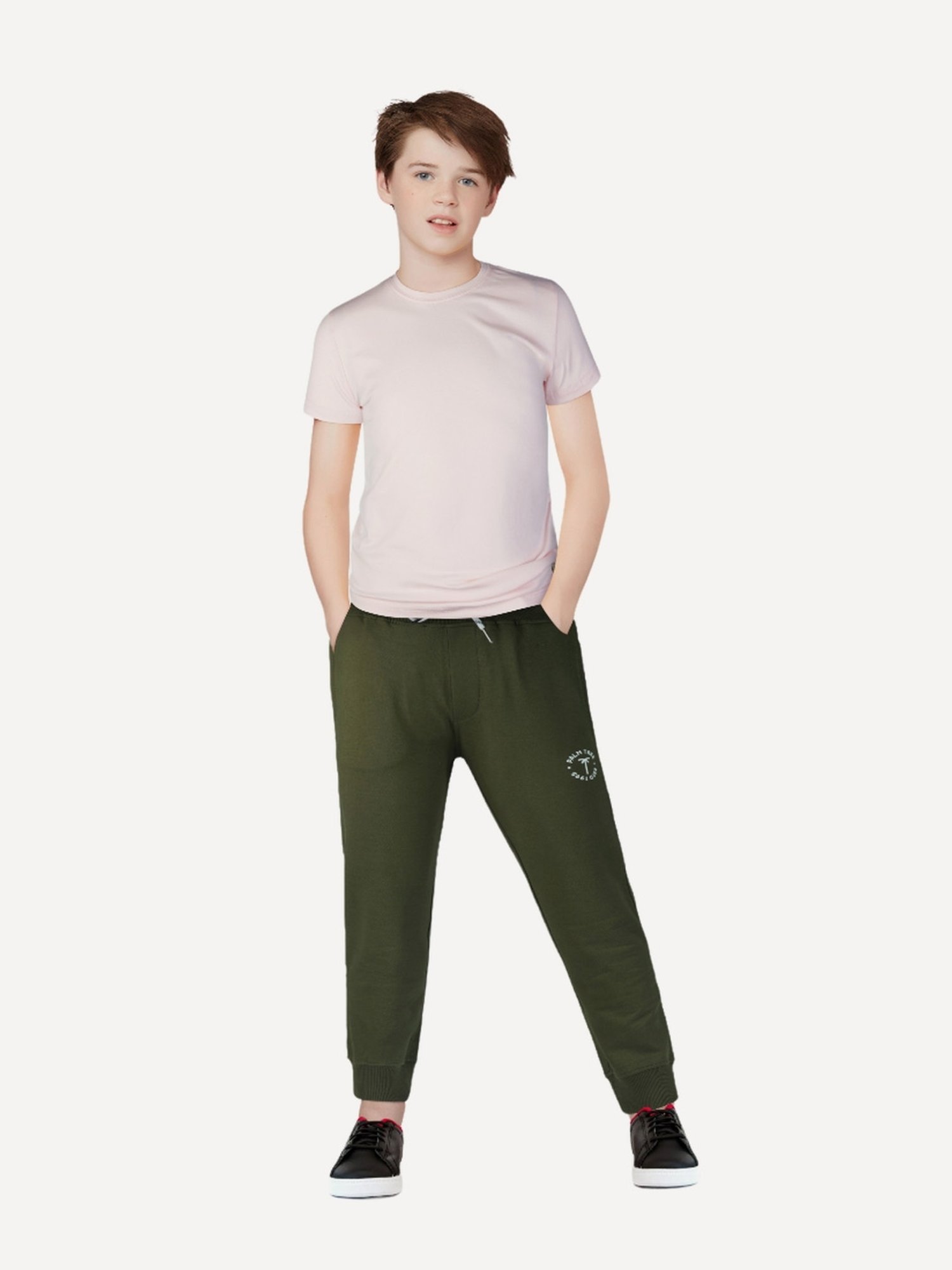 Palm Tree Kids Green Regular Fit Trackpants