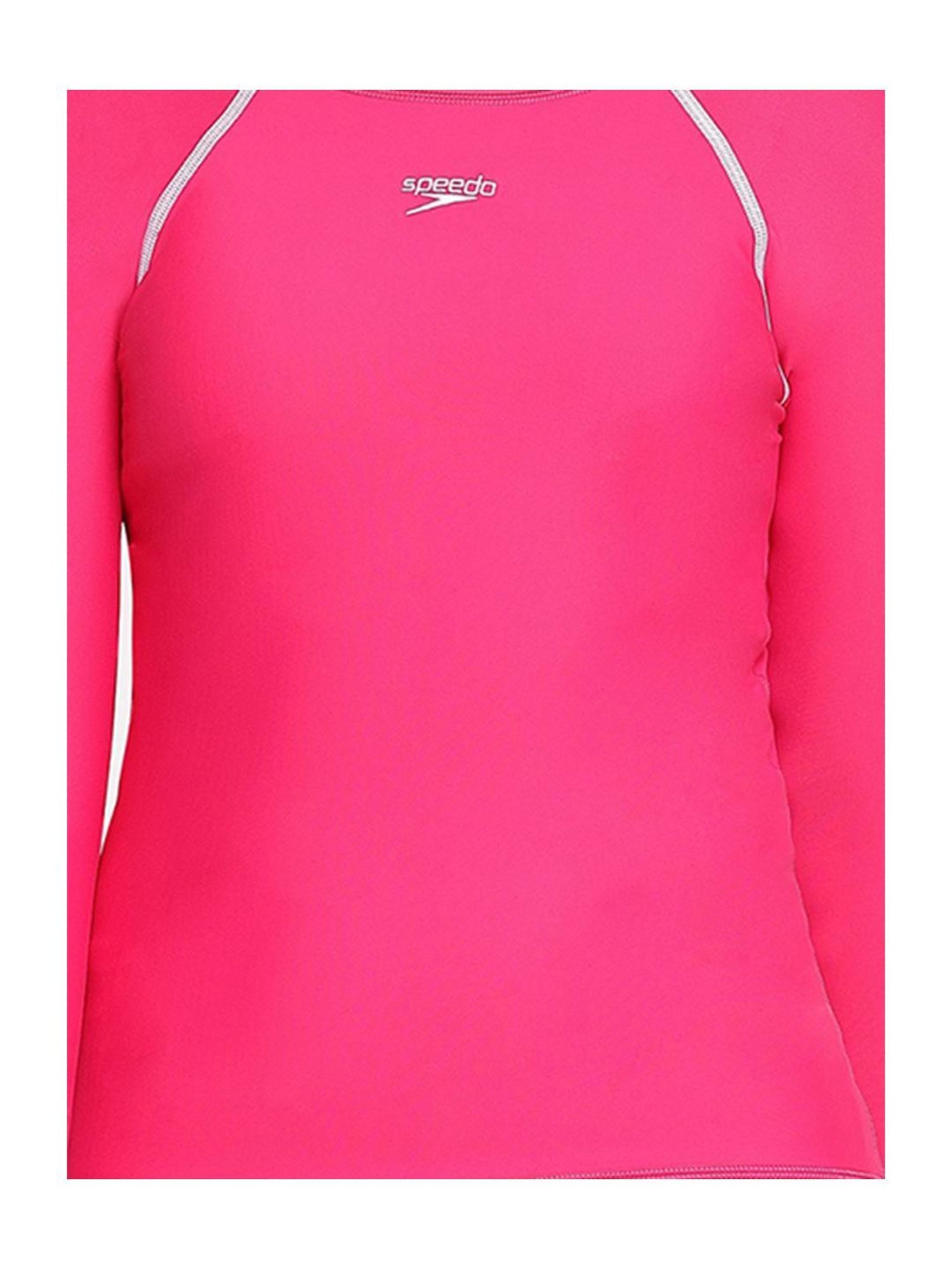 Speedo Kids Pink Solid Full Sleeves Swim Top