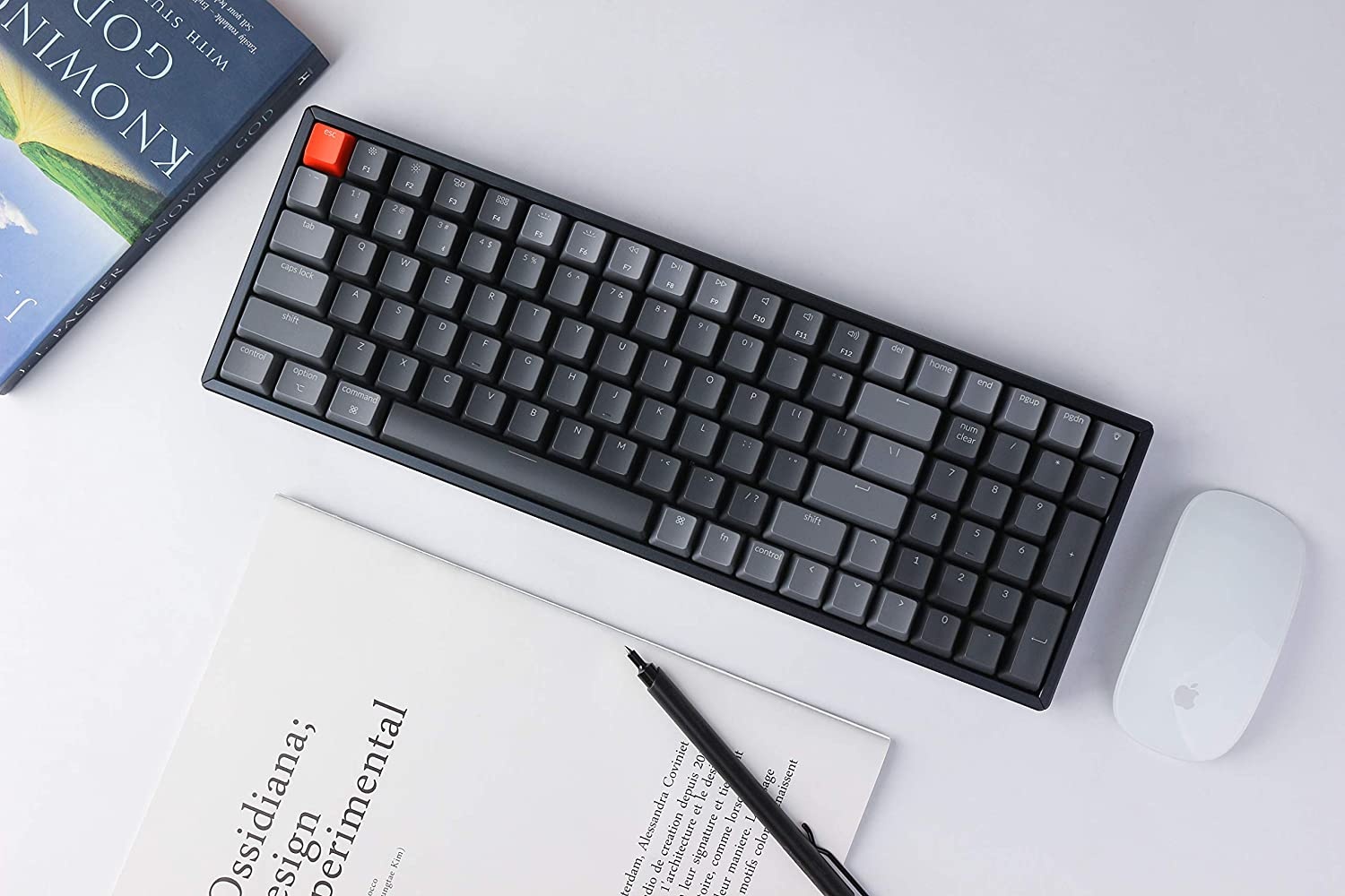 Keychron K4 Wireless Bluetooth/USB Wired Gaming Mechanical Keyboard, Compact 100 Keys RGB LED Backlit Gateron Red Switch N-Key Rollover, Aluminum Frame for Mac Windows, Version 2