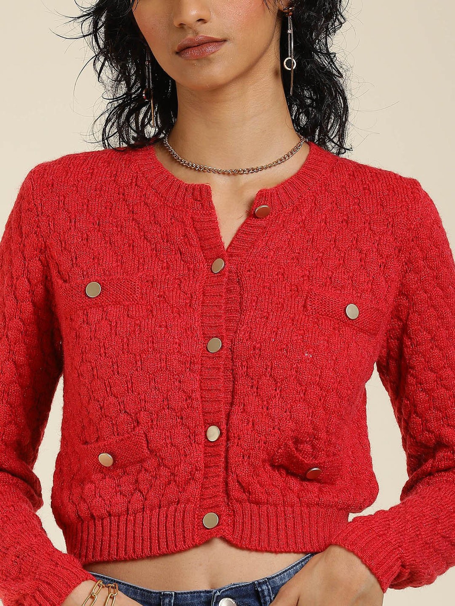 Label Ritu Kumar Red Cardigan
