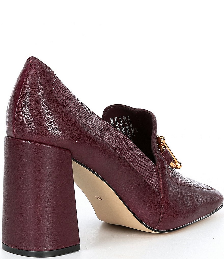 Gibson & Latimer Ritah Lizard Embossed Block Heel Loafer Pumps