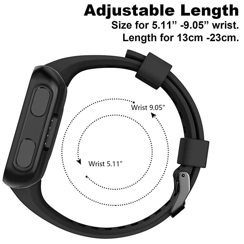 Band Compatible with Garmin Forerunner 35 Soft Silicone Replacement Watch Band Strap for Garmin Forerunner 35 Smart Watch 6Colors3Black buckle