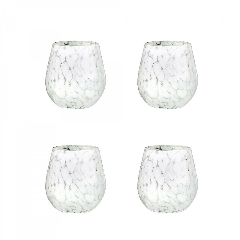 Amici Home Authentic Mexican Handmade Carmen Stemless Wine Glass, 16oz, Set of 4