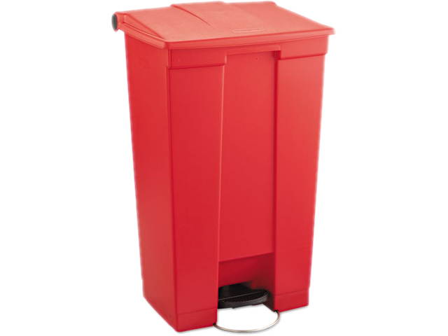 Rubbermaid 6146RED Indoor Utility Step-On Waste Container, Rectangular, Plastic, 23gal, Red
