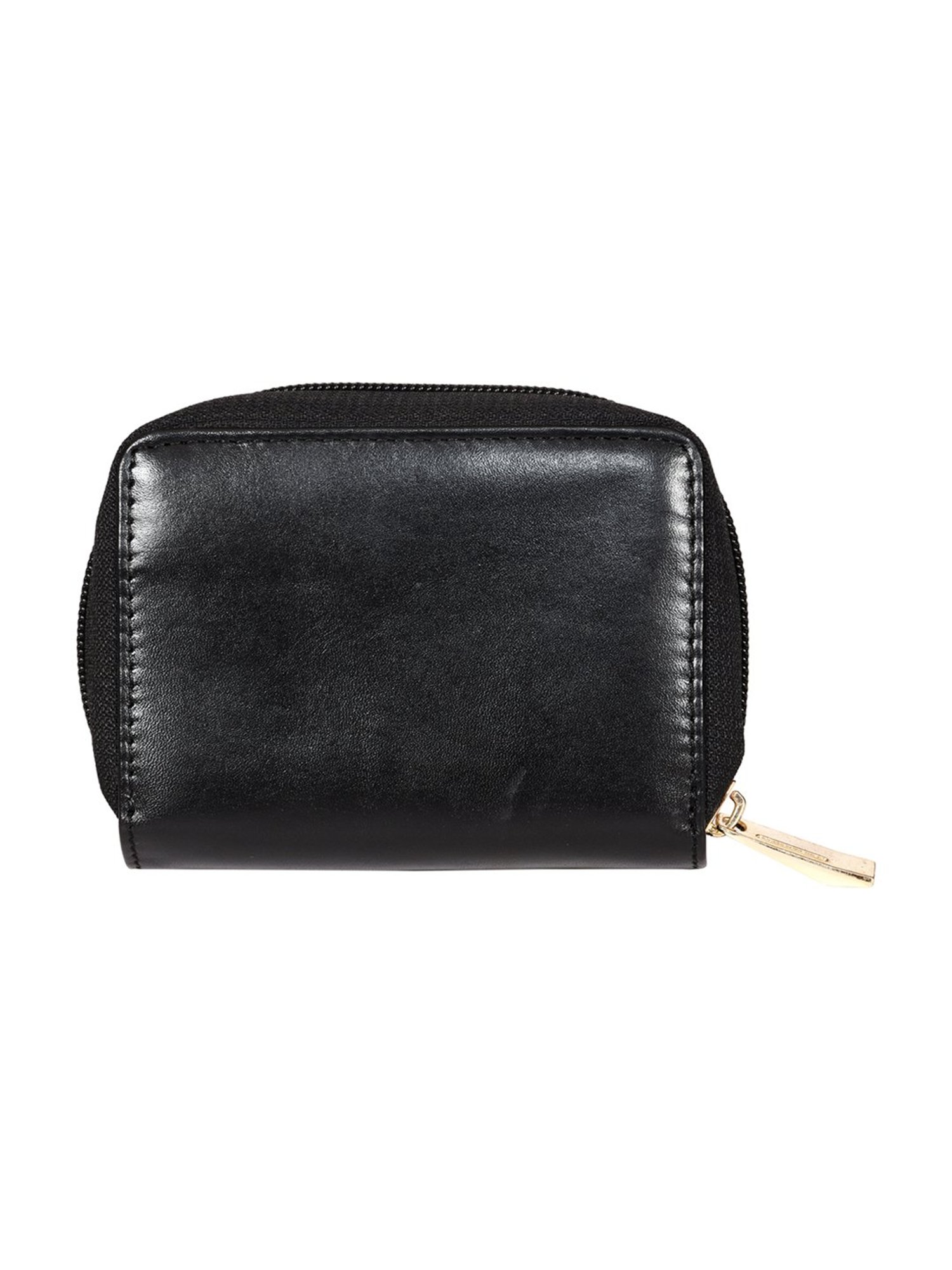 SASSORA Valerie Black Leather Small Coin & Card Case for Men & Women