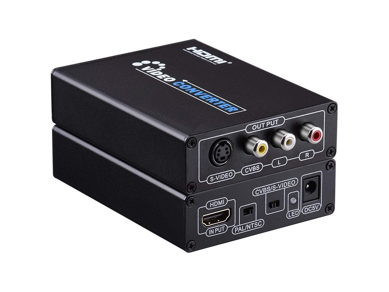 HDMI to Composite 3RCA AV S-Video R/L Audio Vdieo Converter Adapter Upscaler Support 720P/1080P with RCA/S-Video Cable for PC Laptop Xbox PS3 TV STB VHS VCR Camera Blue-Ray DVD