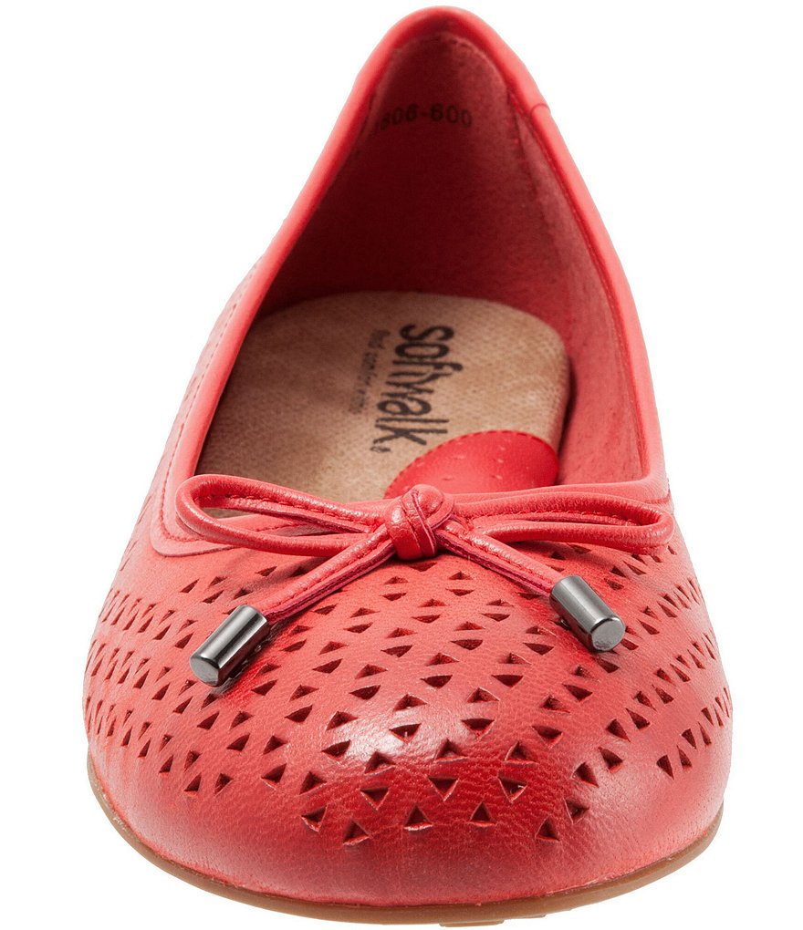 SoftWalk Napa Laser Perforated Bow Detail Ballerina Flats