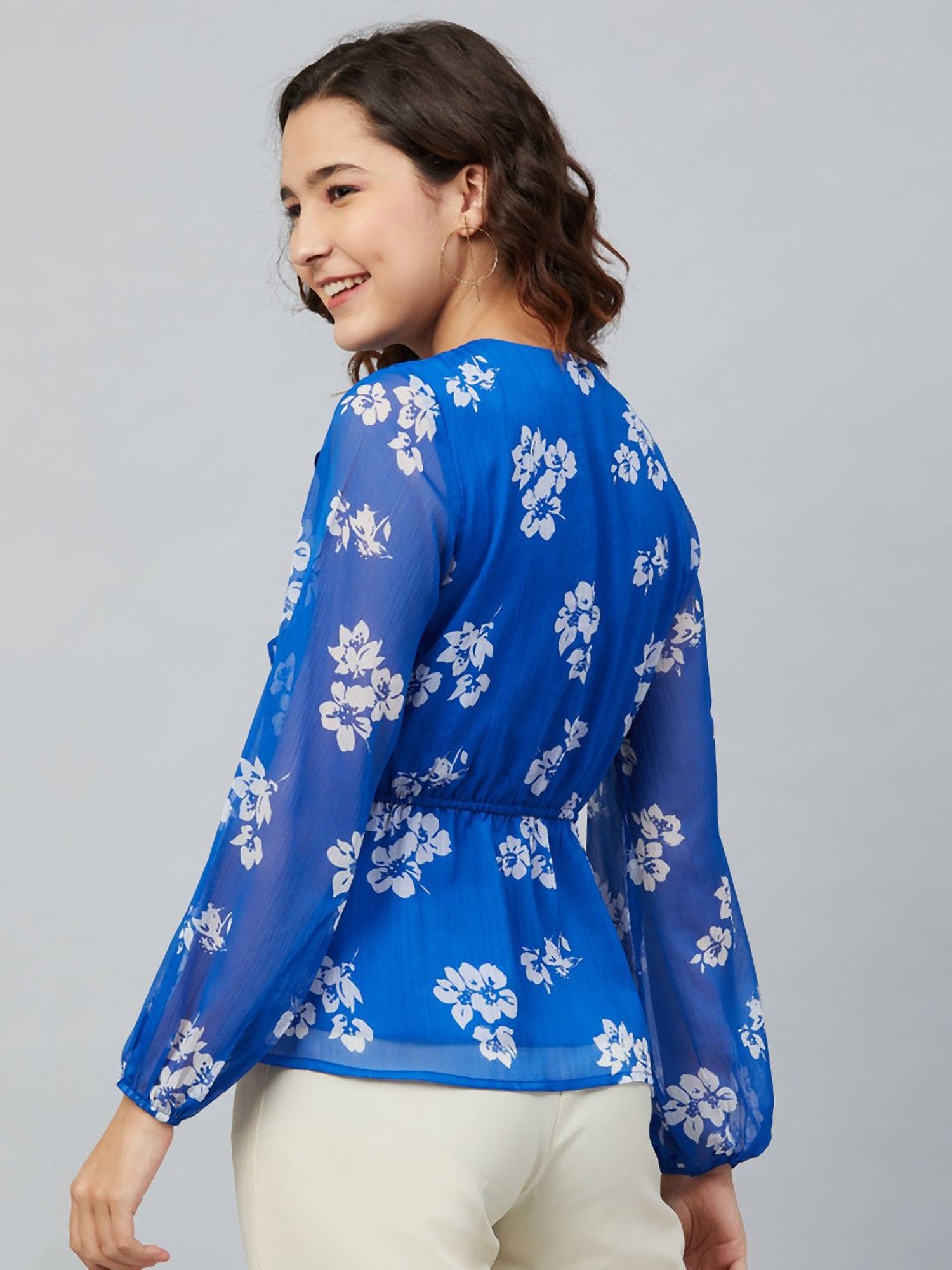 Rare Blue Floral Print Top