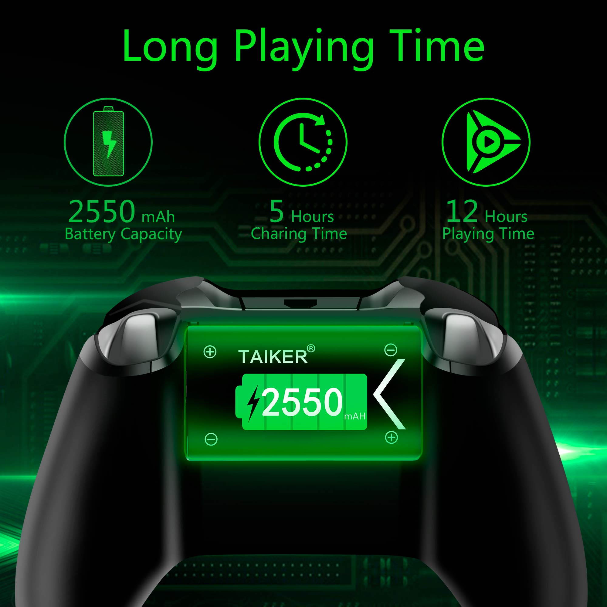 TAIKER Compatible with Xbox One Battery 3 Pack x 2550mAh Rechargeable Controller Battery and Charger for Xbox One/Xbox One S/Xbox One X/Xbox One Elite Wireless Controller