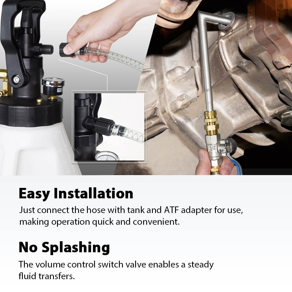 FIRSTINFO 12.5L Pneumatic/Manual ATF Refill System Dispenser Automatic Transmission Fluid Oil Pump with 15-Piece OE Style Transmission Filling Adapters Packed in Storage Case