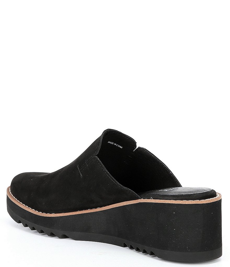 Eileen Fisher Leather Wedge Slide Mules