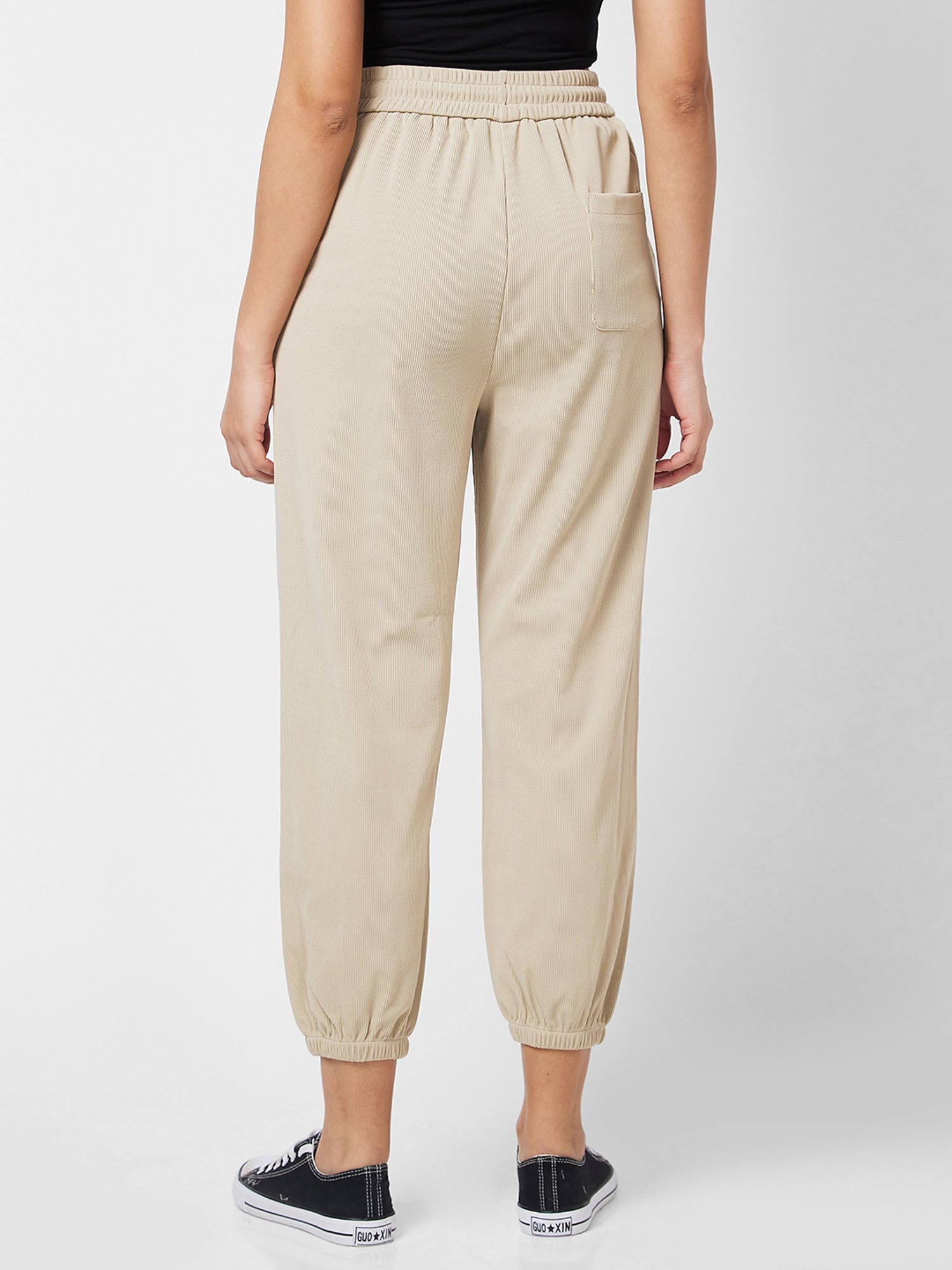 Spykar Beige Regular Fit High Rise Joggers