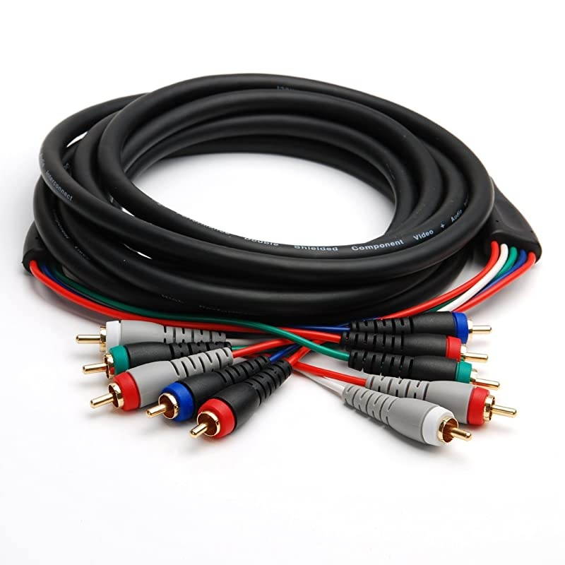 Component Video Cables with Audio 12 Feet Gold Plated RCA to RCA Supports 1080i