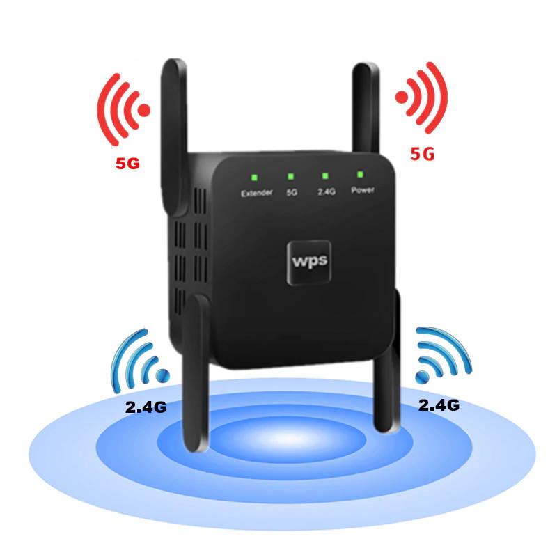 Wireless Wifi Repeater WiFi Extender 2.4G 5G AP Router WiFi Amplifier Signal Repeater support windows xp /win10 mac os etc