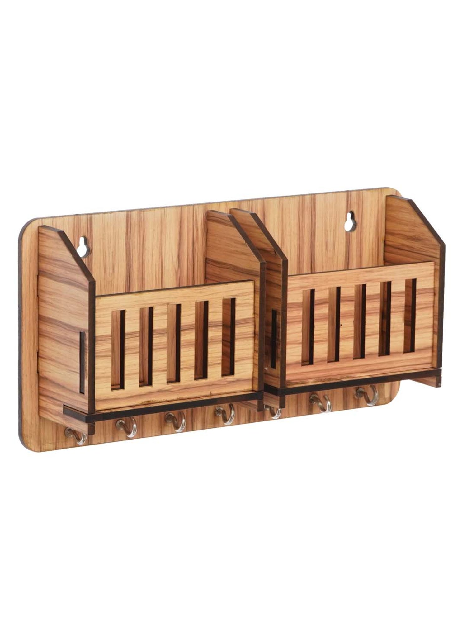 eCraftIndia Multiutility 7 Hooks Wooden Mobile Holder and KeyHolder