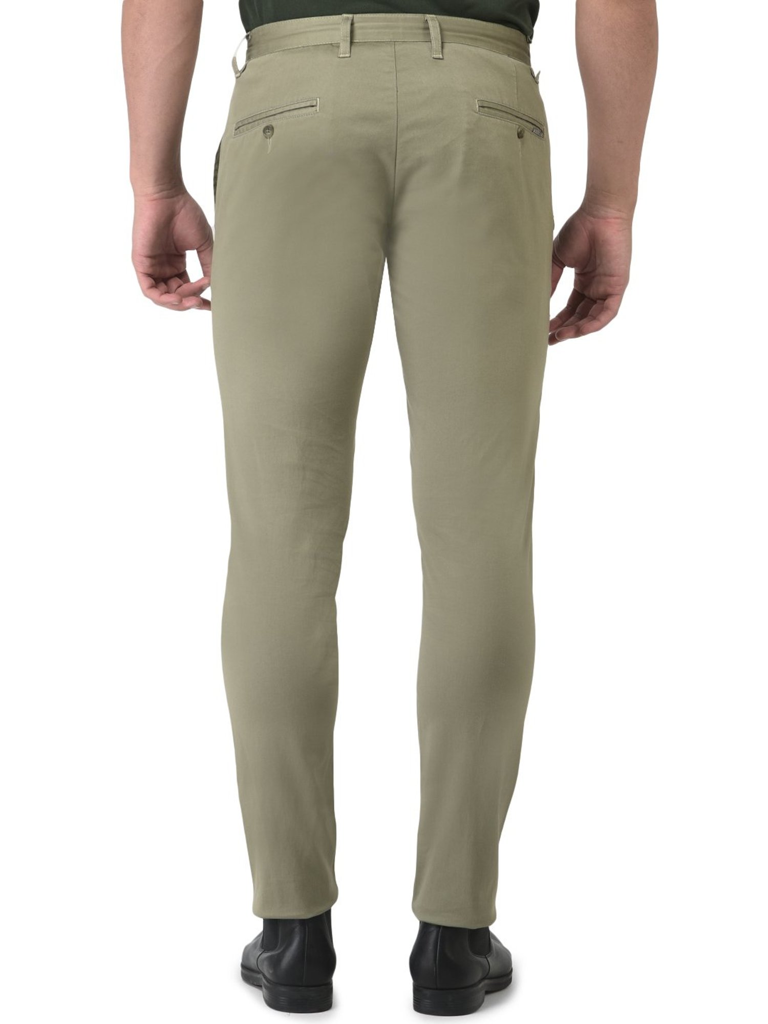 Woodland Light Olive Regular Fit Flat Front Trousers