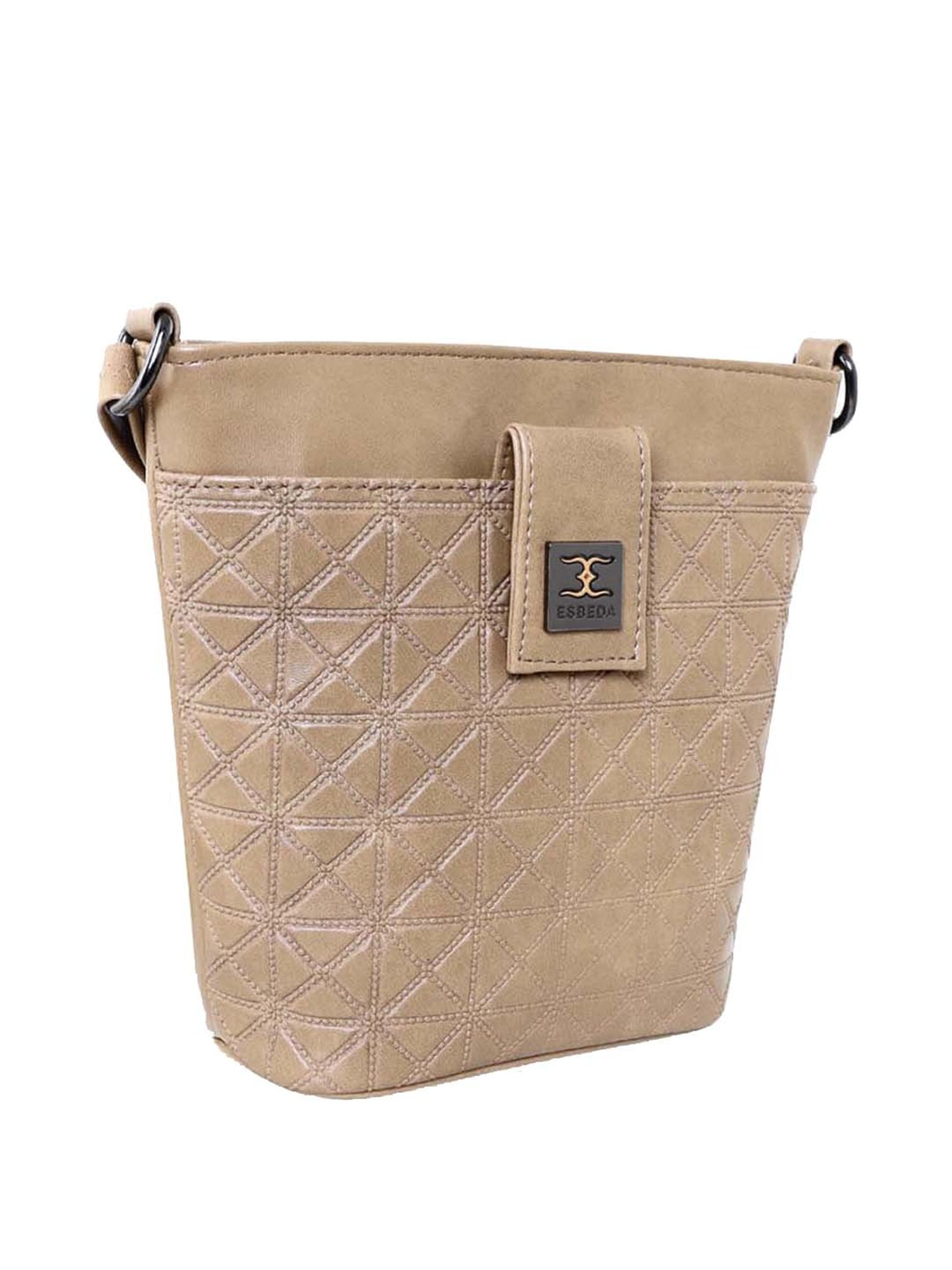 Esbeda Beige Solid Small Sling Handbag