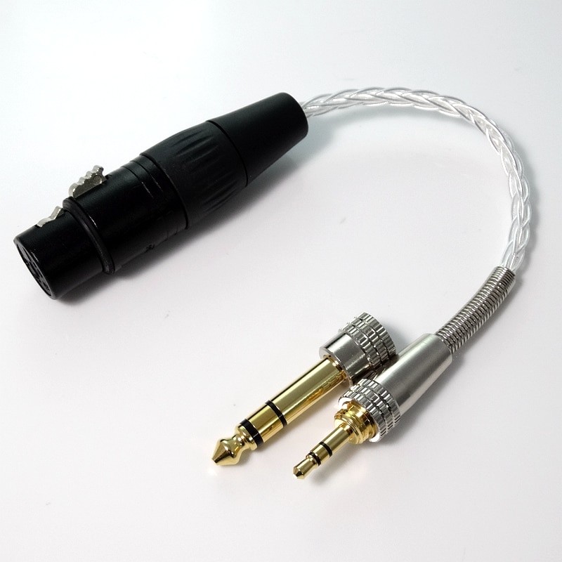 1/4 1/8 Male to 4 Pin XLR Female Balanced Headphone Cable TRS Audio Adapter 8 Litz braid 5N PCOCC Silver plated Cable hand made (1pcs)
