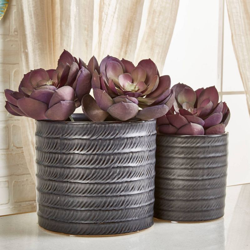 2pc Ceramic Planters Black - Sagebrook Home