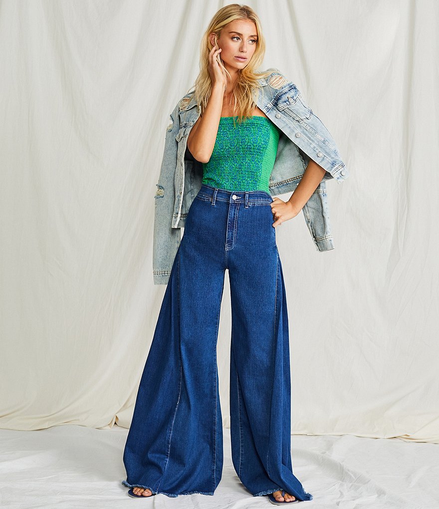 Free People In The Groove Geo Print Strapless Smocked Tube Top