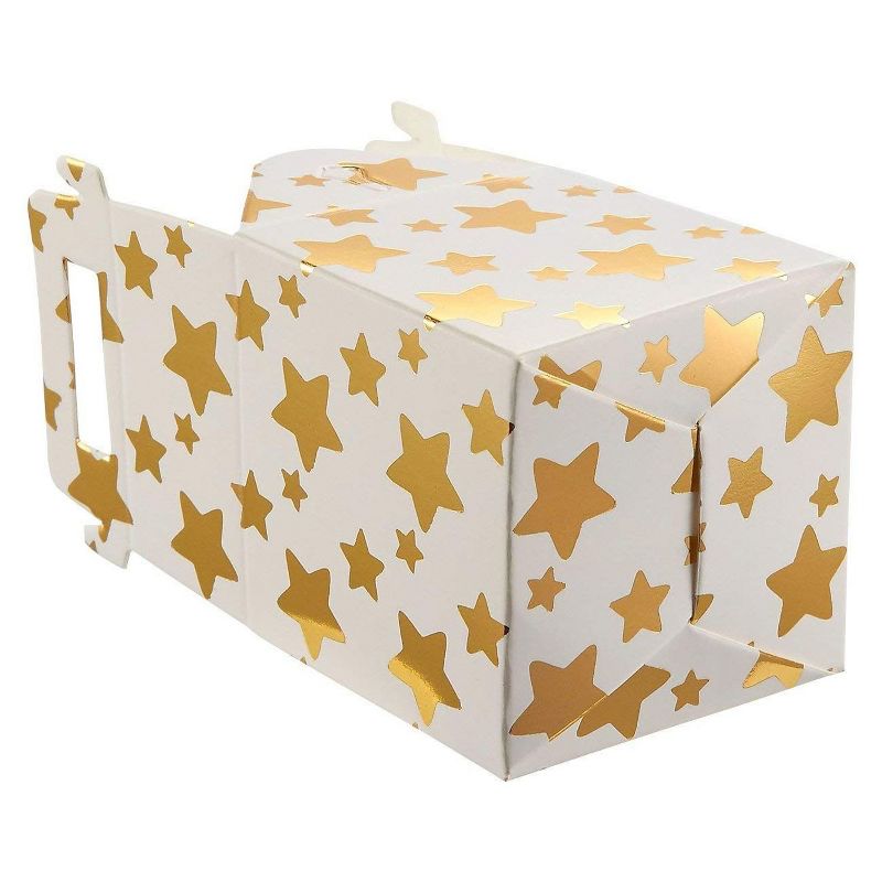 36 Paper Treat Boxes with Tags for Party Favor Goodie Gift, Bright Golden, 2x2x2