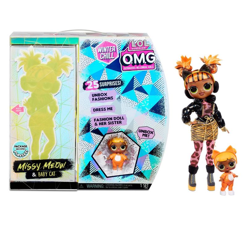 L.O.L. Surprise! O.M.G. Winter Chill Missy Meow Fashion Doll & Baby Cat Doll with 25 Surprises