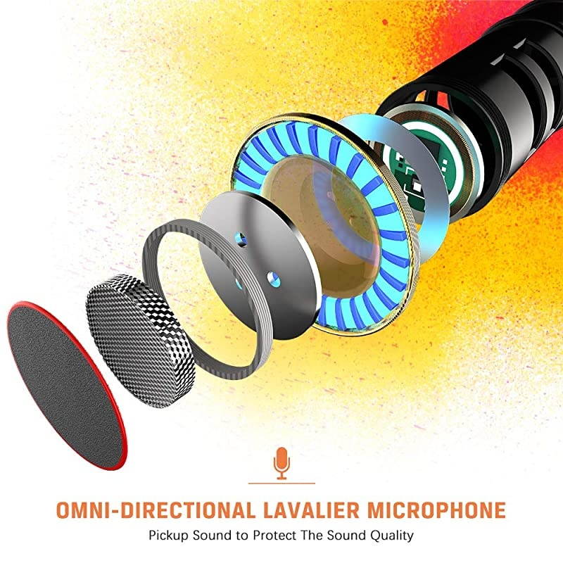 16 Feet Single Head Lavalier Lapel Microphone Omnidirectional Condenser Mic for iPhone Android Windows Smartphones YouTube Interview Studio Video Recording Noise Cancelling Mic