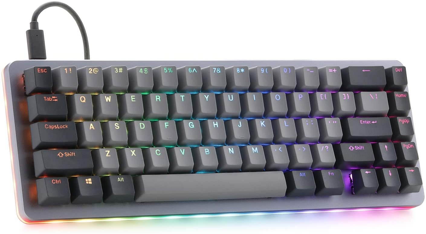 Drop ALT Mechanical Keyboard &mdash; 65% (67 Key) Gaming Keyboard, Hot-Swap Switches, Programmable Macros, RGB LED Backlighting, USB-C, Doubleshot PBT, Aluminum Frame (Kaihua Box White, Gray)