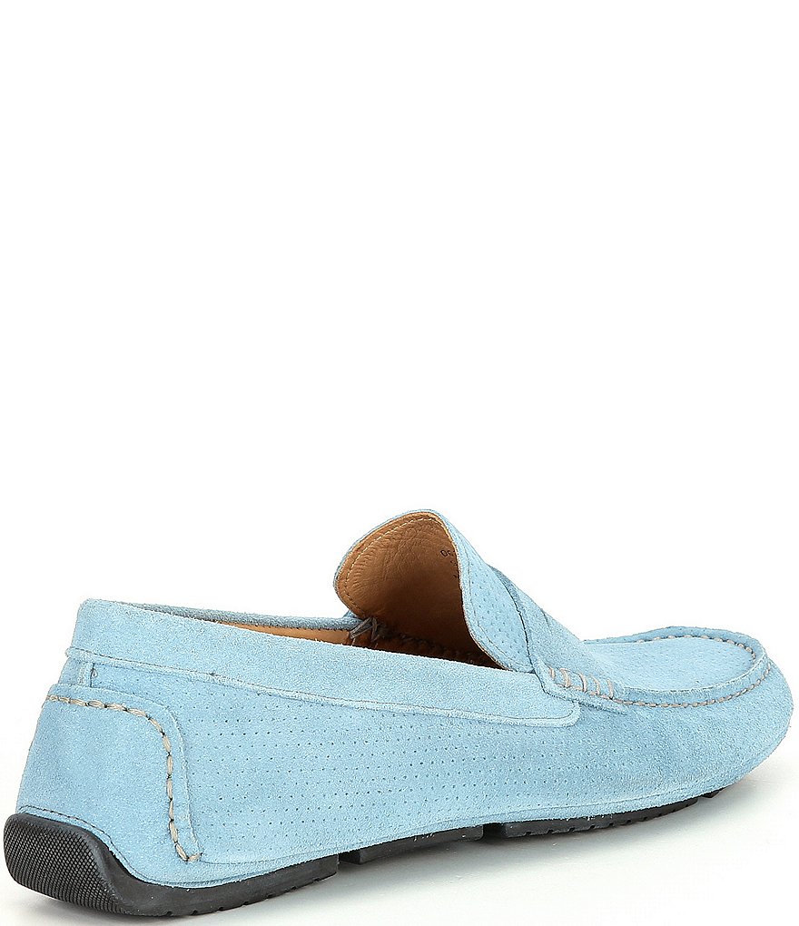 Flag LTD. Men's Morgan Kidsuede Leather Perforated Penny Loafer Moccasins
