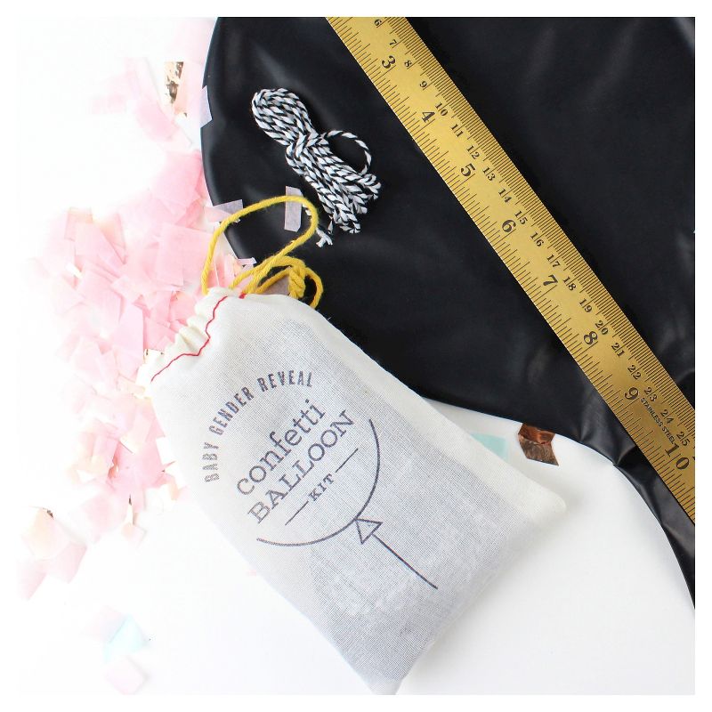 3' Jumbo Gender Reveal Pink and Blue Confetti Balloon Kit Black