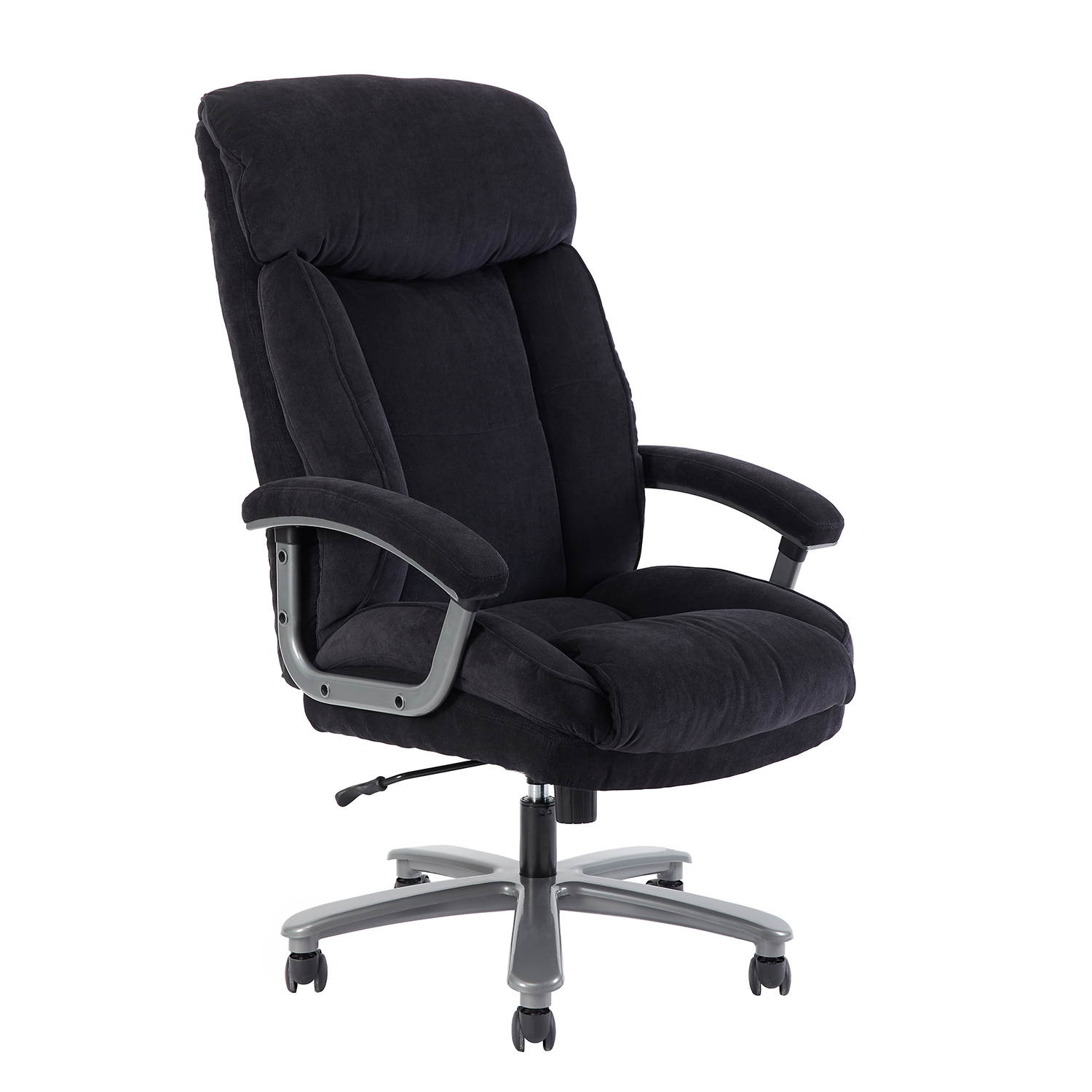 Office Chair Gaming Chair, Ergonomic Big Chair 400lbs Upholstered Swivel Adjustable Height Thick Padding Headrest, Black