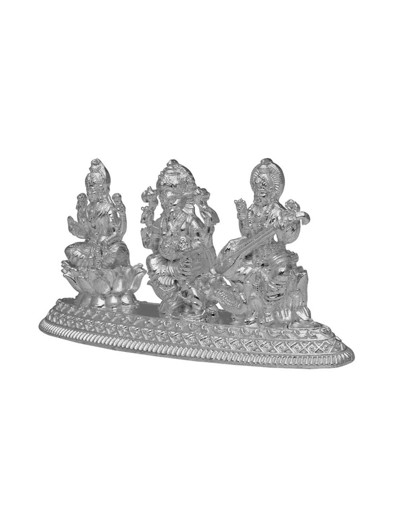 Sri Jagdamba Pearls 0.8 Silver Ganesh Saraswati Lakshmi Idol