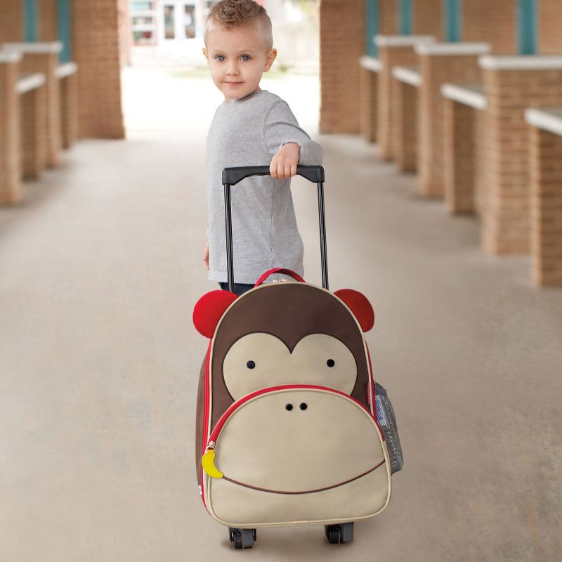 Skip Hop Zoo Little Kid & Toddler Rolling Carry On Suitcase - Monkey